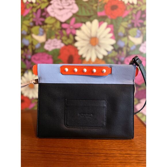 Min & Mon Vali Small Crossbody Handbag All Over Eyes Fur Black / Blue / Orange - Picture 8 of 13